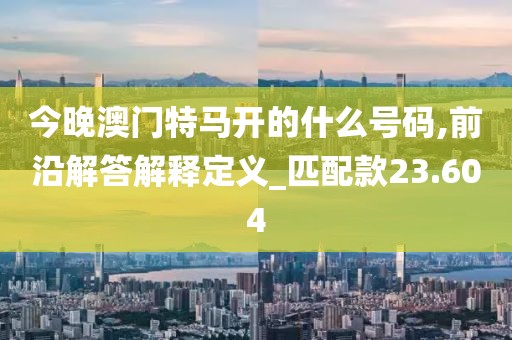 今晚澳门特马开的什么号码,前沿解答解释定义_匹配款23.604