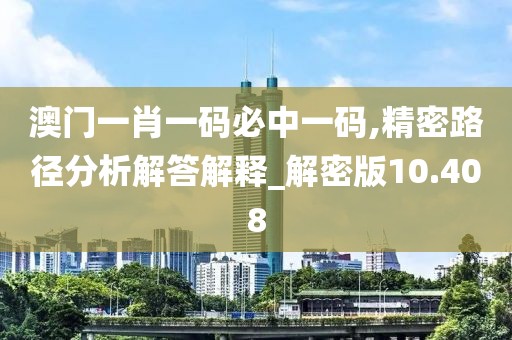 澳门一肖一码必中一码,精密路径分析解答解释_解密版10.408