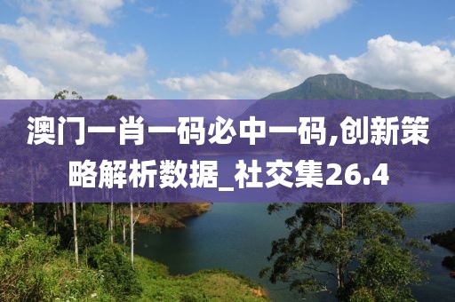 澳门一肖一码必中一码,创新策略解析数据_社交集26.4