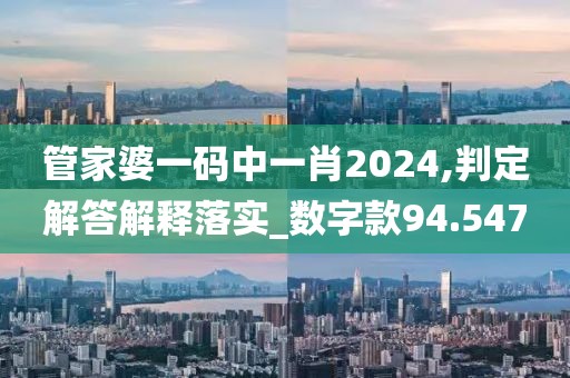 管家婆一码中一肖2024,判定解答解释落实_数字款94.547