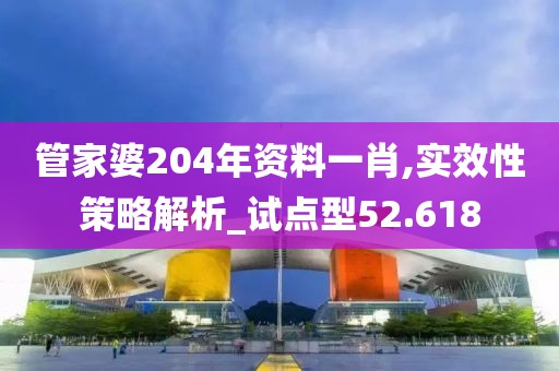 管家婆204年资料一肖,实效性策略解析_试点型52.618