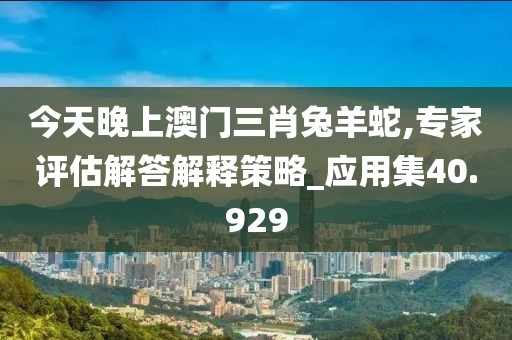 今天晚上澳门三肖兔羊蛇,专家评估解答解释策略_应用集40.929