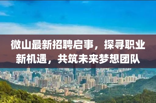 微山最新招聘启事，探寻职业新机遇，共筑未来梦想团队