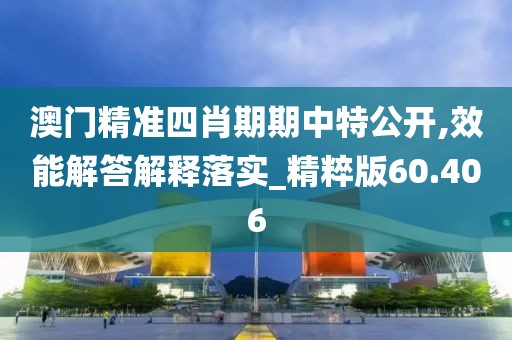澳门精准四肖期期中特公开,效能解答解释落实_精粹版60.406