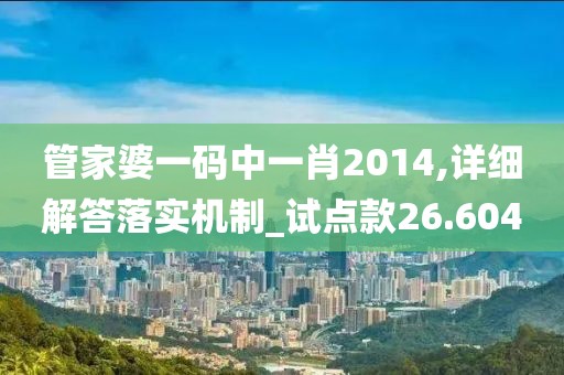 管家婆一码中一肖2014,详细解答落实机制_试点款26.604