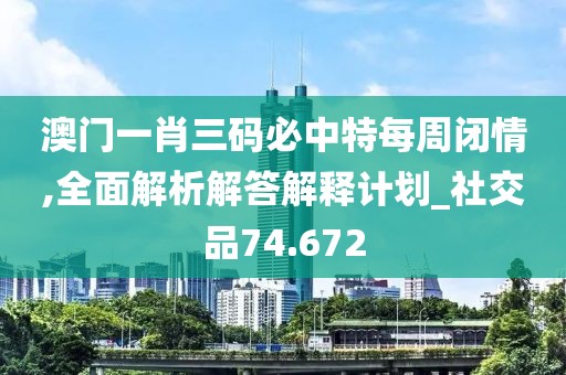 澳门一肖三码必中特每周闭情,全面解析解答解释计划_社交品74.672