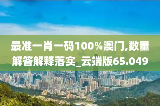 最准一肖一码100%澳门,数量解答解释落实_云端版65.049