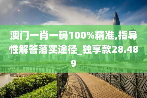 澳门一肖一码100%精准,指导性解答落实途径_独享款28.489
