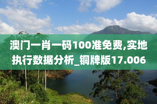 澳门一肖一码100准免费,实地执行数据分析_铜牌版17.006