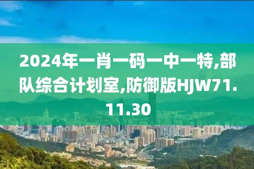 2024年一肖一码一中一特,部队综合计划室,防御版HJW71.11.30