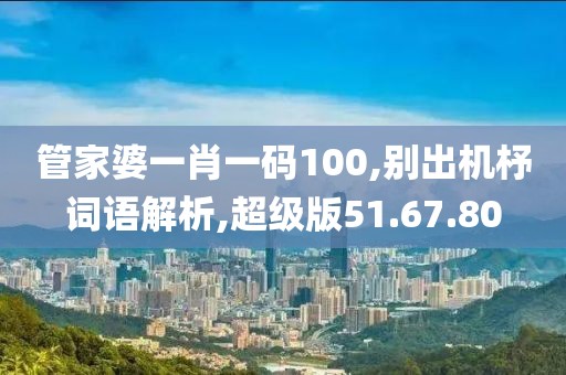 管家婆一肖一码100,别出机杼词语解析,超级版51.67.80
