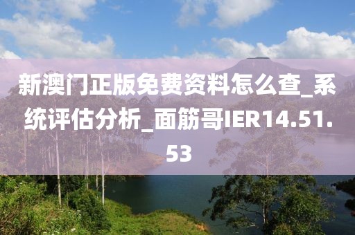 新澳门正版免费资料怎么查_系统评估分析_面筋哥IER14.51.53