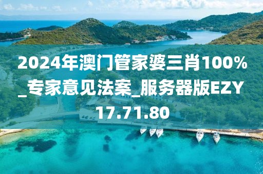 2024年澳门管家婆三肖100%_专家意见法案_服务器版EZY17.71.80