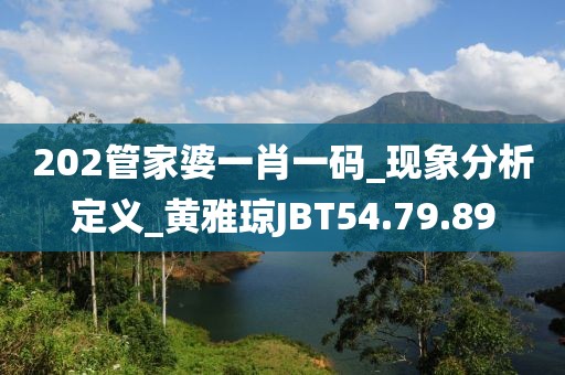 202管家婆一肖一码_现象分析定义_黄雅琼JBT54.79.89