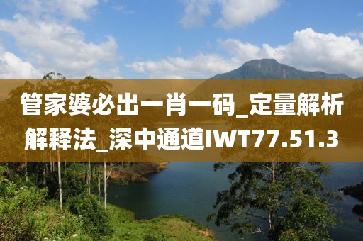 管家婆必出一肖一码_定量解析解释法_深中通道IWT77.51.3