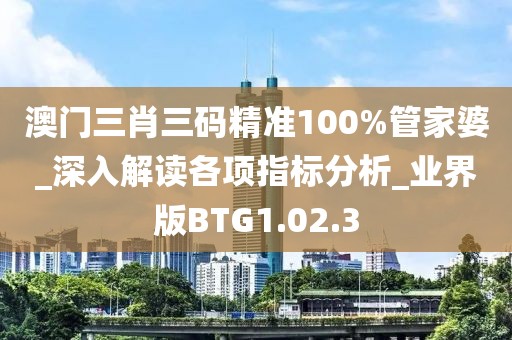 澳门三肖三码精准100%管家婆_深入解读各项指标分析_业界版BTG1.02.3