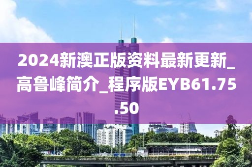 2024新澳正版资料最新更新_高鲁峰简介_程序版EYB61.75.50