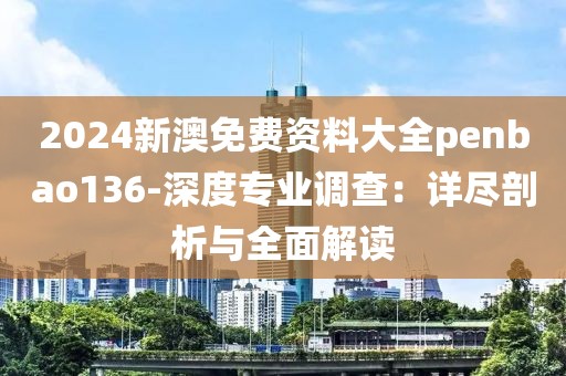 2024新澳免费资料大全penbao136-深度专业调查：详尽剖析与全面解读