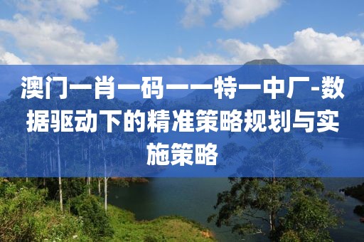 澳门一肖一码一一特一中厂-数据驱动下的精准策略规划与实施策略