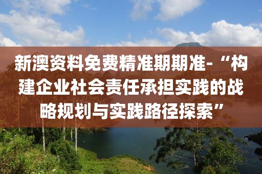 新澳资料免费精准期期准-“构建企业社会责任承担实践的战略规划与实践路径探索”