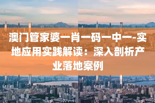 澳门管家婆一肖一码一中一-实地应用实践解读：深入剖析产业落地案例