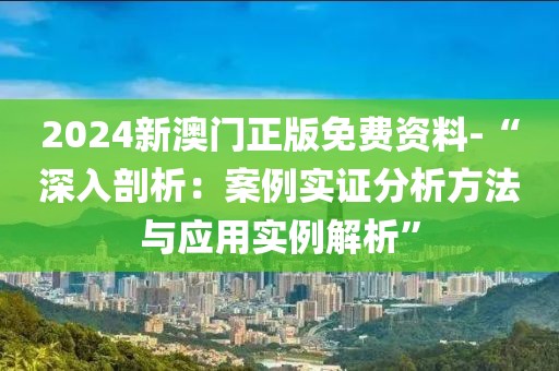 2024新澳门正版免费资料-“深入剖析：案例实证分析方法与应用实例解析”