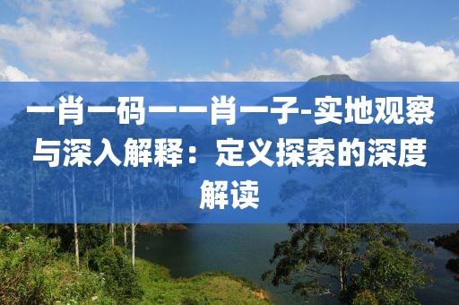 一肖一码一一肖一子-实地观察与深入解释：定义探索的深度解读