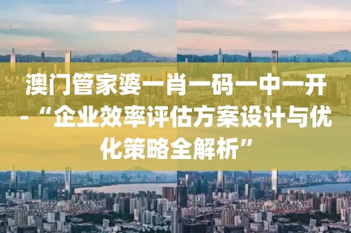 澳门管家婆一肖一码一中一开-“企业效率评估方案设计与优化策略全解析”