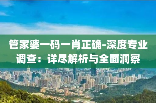 管家婆一码一肖正确-深度专业调查：详尽解析与全面洞察