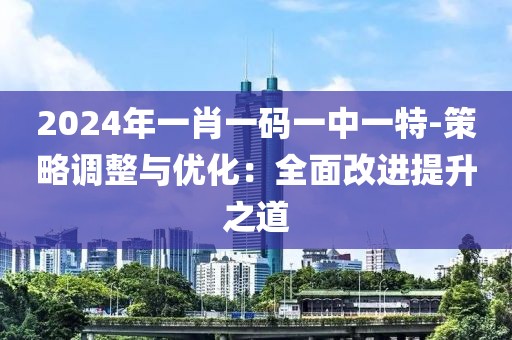 2024年一肖一码一中一特-策略调整与优化：全面改进提升之道