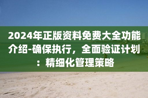 2024年正版资料免费大全功能介绍-确保执行，全面验证计划：精细化管理策略
