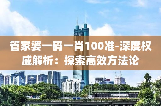 管家婆一码一肖100准-深度权威解析：探索高效方法论