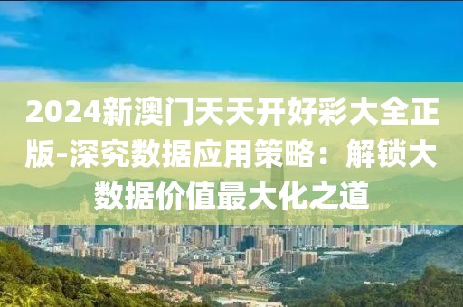 2024新澳门天天开好彩大全正版-深究数据应用策略：解锁大数据价值最大化之道