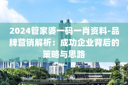 2024管家婆一码一肖资料-品牌营销解析：成功企业背后的策略与思路