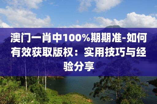 澳门一肖中100%期期准-如何有效获取版权：实用技巧与经验分享