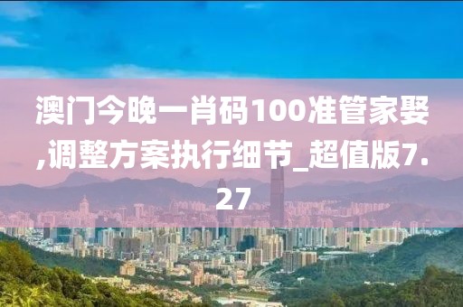 澳门今晚一肖码100准管家娶,调整方案执行细节_超值版7.27