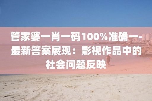 管家婆一肖一码100%准确一-最新答案展现：影视作品中的社会问题反映