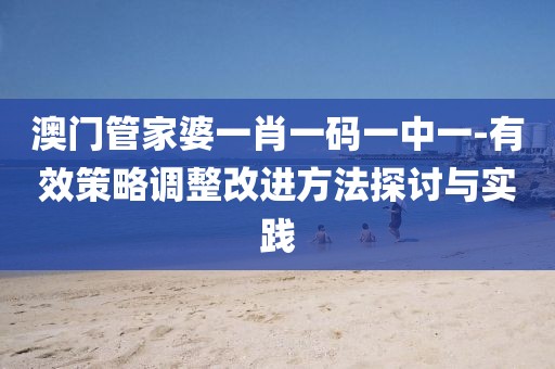 澳门管家婆一肖一码一中一-有效策略调整改进方法探讨与实践