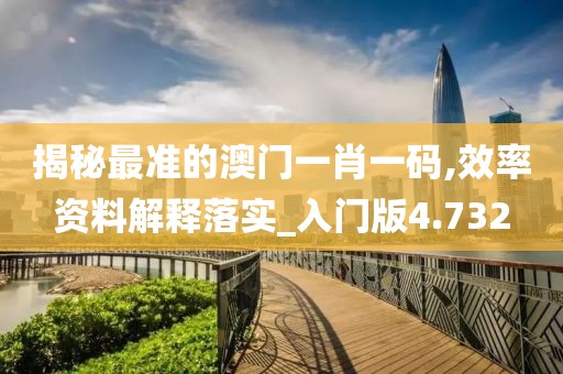 揭秘最准的澳门一肖一码,效率资料解释落实_入门版4.732