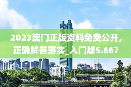 2023澳门正版资料免费公开,正确解答落实_入门版5.667