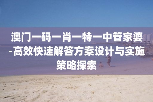 澳门一码一肖一特一中管家婆-高效快速解答方案设计与实施策略探索