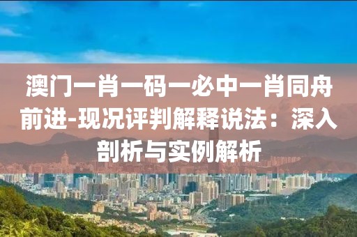 澳门一肖一码一必中一肖同舟前进-现况评判解释说法：深入剖析与实例解析