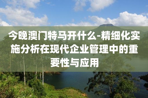 今晚澳门特马开什么-精细化实施分析在现代企业管理中的重要性与应用
