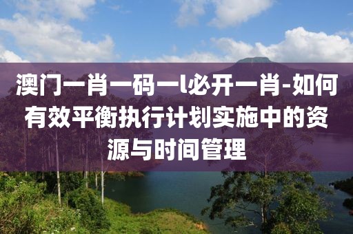 澳门一肖一码一l必开一肖-如何有效平衡执行计划实施中的资源与时间管理