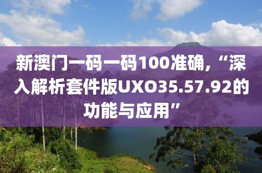 新澳门一码一码100准确,“深入解析套件版UXO35.57.92的功能与应用”