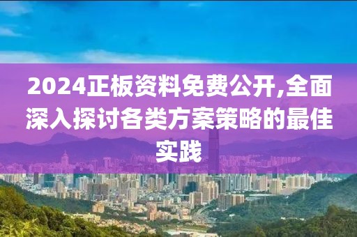 2024正板资料免费公开,全面深入探讨各类方案策略的最佳实践
