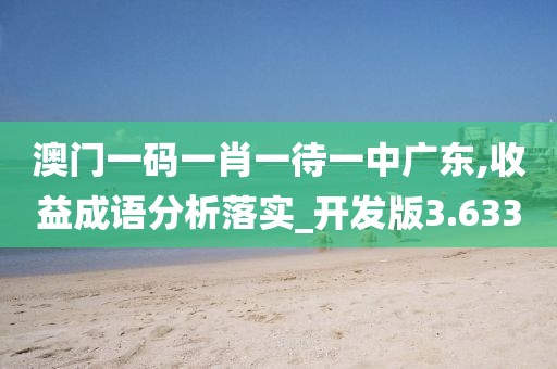 澳门一码一肖一待一中广东,收益成语分析落实_开发版3.633