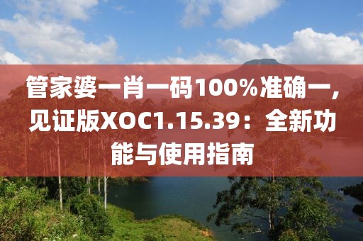 管家婆一肖一码100%准确一,见证版XOC1.15.39：全新功能与使用指南