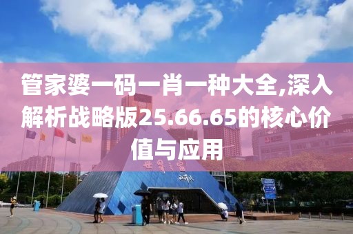 管家婆一码一肖一种大全,深入解析战略版25.66.65的核心价值与应用