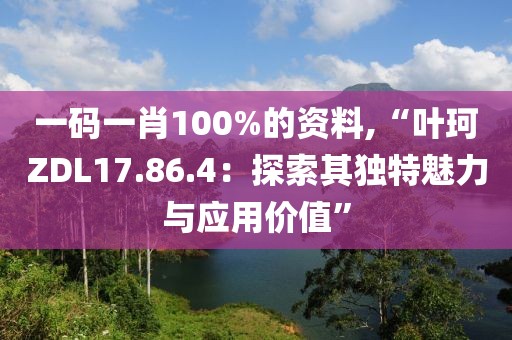 一码一肖100%的资料,“叶珂ZDL17.86.4：探索其独特魅力与应用价值”